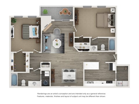the outlook floor plan  1 bedroom  1190 sq ft